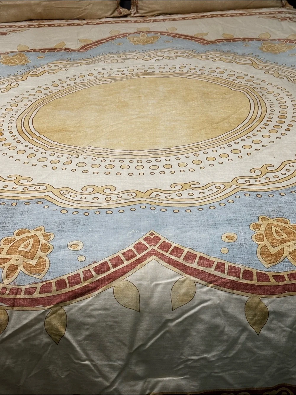 Chic Gold & Blue Medallion Comforter Set